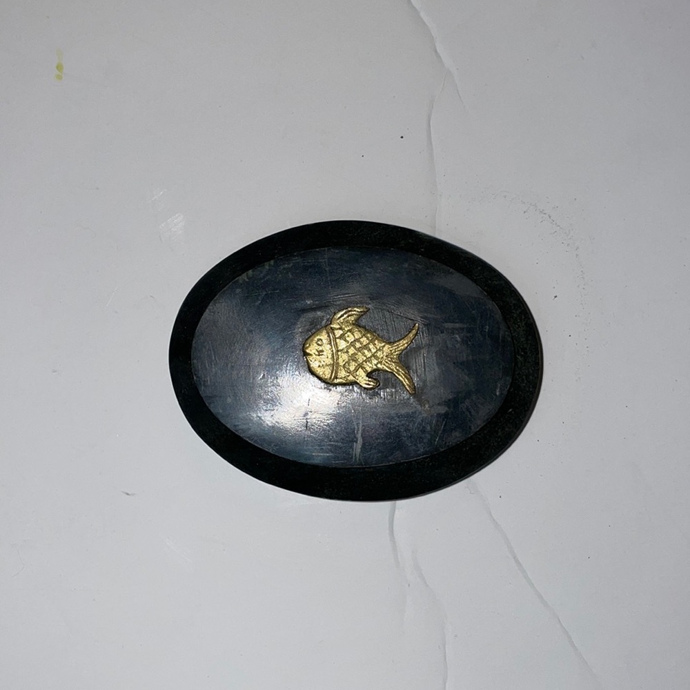 Marble Container w/t Fish Ornament